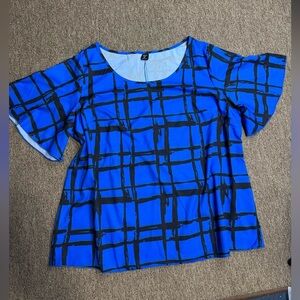 SHEIN PLUS Blue and Black Women's Top BLOUSE‎ SIZE 1X